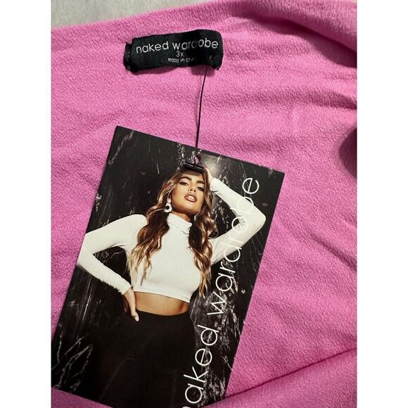 Naked Wardrobe Sculpt‎ Side Bodysuit Women's Plus 3X Pink Thong One Shoulder NWT - Picture 3 of 8